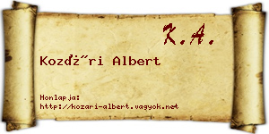 Kozári Albert névjegykártya