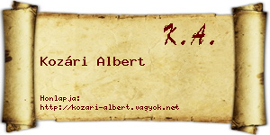 Kozári Albert névjegykártya