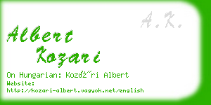 albert kozari business card